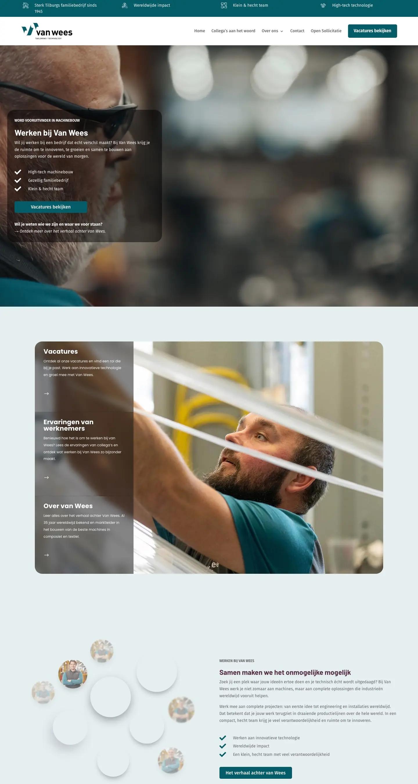De website van Van Wees, zoals hij nu live staat
